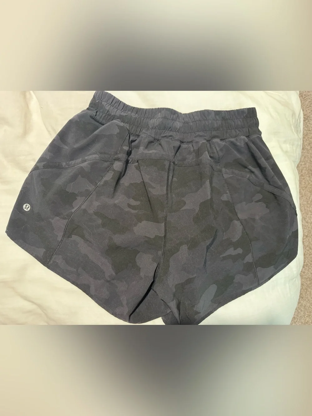 Lululemon Women's Track That Mid-Rise Shorts 5” in Camo Deep Coal